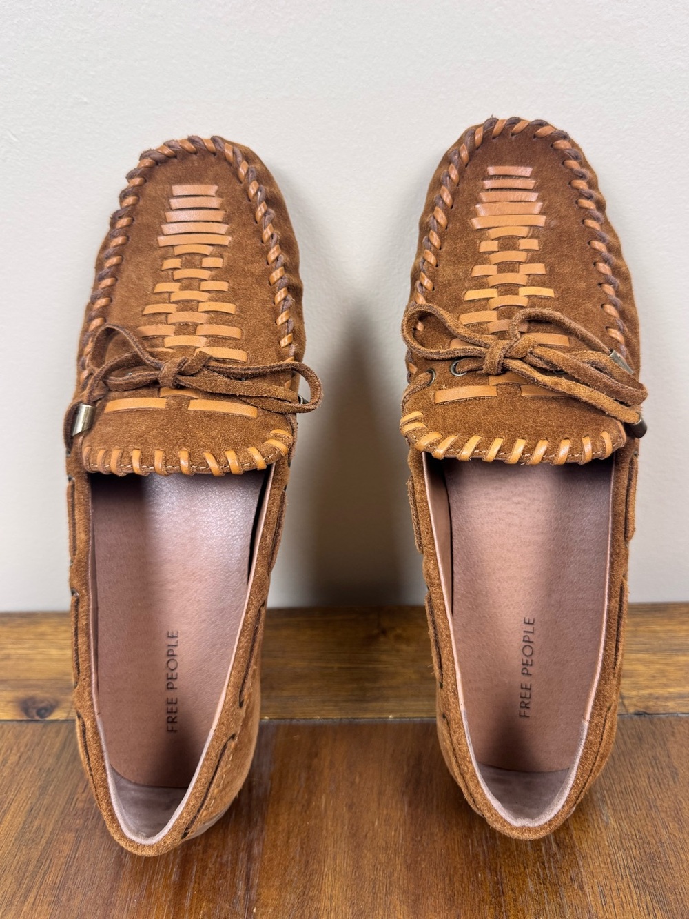 Free People Misty Suede Moccasin Shoe in Cognac Suede New Without Box Sz 39